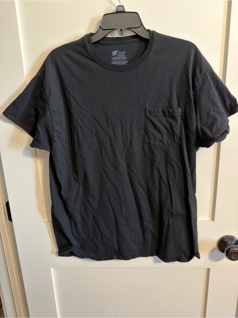 Hanes Black Short-Sleeve Pocket Tee